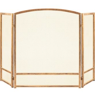 Best Choice Products 47.5x27.25in 3-Panel Steel Mesh Fireplace Screen, Spark Guard w/ Rustic Worn Finish