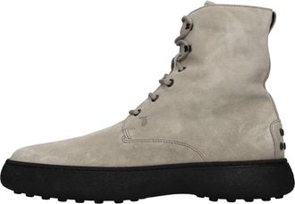 Tod's Su&egrave;de Veterlaars - Heren - Veterlaarzen - Grijs - 40 EU - Su&egrave;de - Schoenen