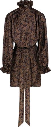 Saint Laurent Zijden jurk met paisley-print - Blauw