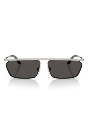 Dolce & Gabbana 60mm Rectangular Sunglasses in Silver/Matte Black /Grey at Nordstrom