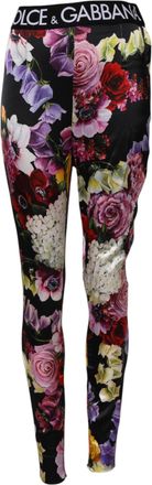Dolce & Gabbana Womens Multicolor Floral Legging Stretch Waist Pants Nylon Elastane