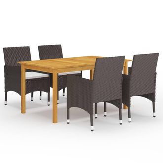 vidaXL Juego De Comedor Para Jard&iacute;n De 5 Piezas Marr&oacute;n Vidaxl