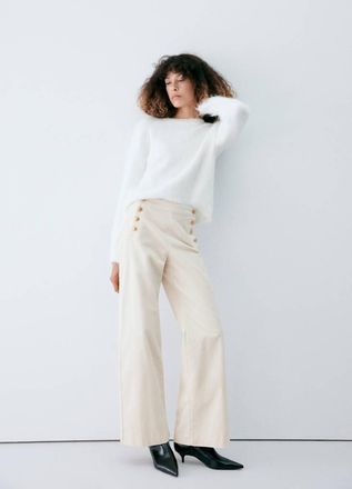 Mango Pantaloni wide leg velluto grezzo - Donna - 36 - MANGO