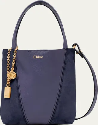 Chlo&eacute; Spin Mini Tote Bag in Leather and Suede