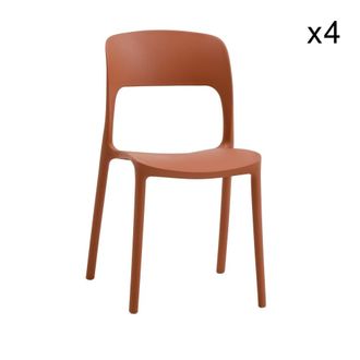 Konte Design Lote de 4 sillas de polipropileno terracota, apilables