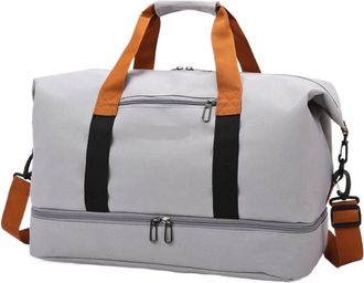 Generic Compatible For Casual outdoor travel handbag,womens fitness yoga bag,weekend overnight, large capacity dry and wet(White)