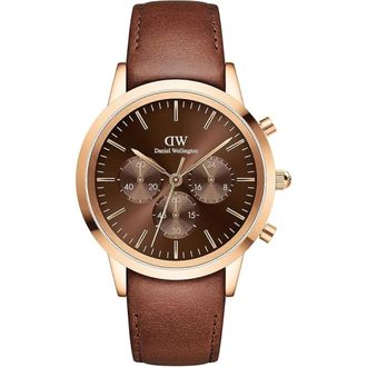 Daniel Wellington Iconic Chronograph St Mawes - Dames - Horloges - Bruin - ONE Size - Leer - Accessoires