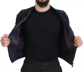 Dolce & Gabbana Dark Blue Suede Lambskin Blouson Mens Jacket (Pre-Owned)