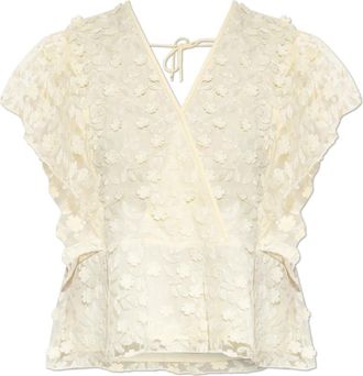 Munthe Blaine Top - Dames - Blouses - Geel - S - Polyester - Overhemden
