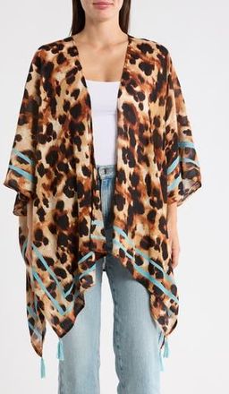 Vince Camuto Leopard Print Crinkle Topper in Blue at Nordstrom Rack