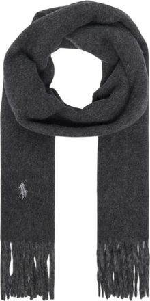 Polo Ralph Lauren Klassieke wollen sjaal met geborduurde pony - unisex - Wintersjaals - Grijs - ONE Size - Wol - Accessoires