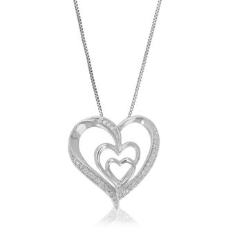 Vir Jewels 1/10 cttw Lab Grown Diamond Heart Pendant Necklace in Sterling Silver with Chain For Women