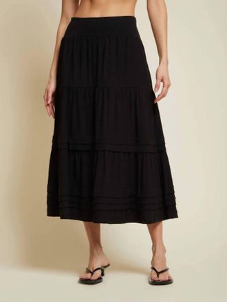 Nation Ltd Janine Tiered Midi Skirt In Jet Black