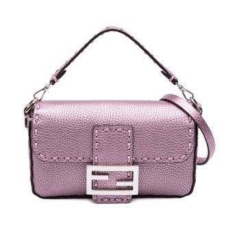 Fendi Pre-owned Womens Baguette Shoulder Bag Iconic Buckle - Lilac Leather - One Size
