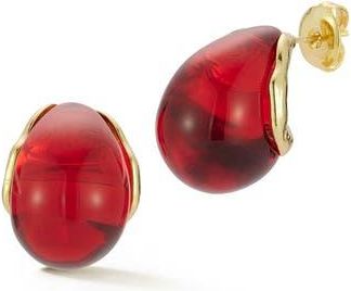 Sphera Milano Resin Hoop Earrings in Gold/red at Nordstrom Rack