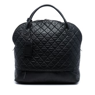 Chanel Pre-owned Womens Xl Quilted Coated Canvas Horizontal Sport Weekender - Black Textile - One Size