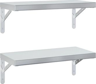 vidaXL Wall Shelves 2 pcs 50x23.5 cm Silver Stainless Steel Vidaxl