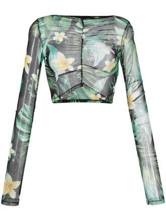 Philipp Plein Top con stampa crop - Verde