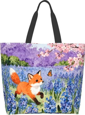 Generic Squirrel Acorn Handbag Reusable Grocery Bag Durable Shoulder Bags For Work College Travel