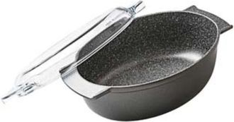Risoli Risoli - Rostiera ovale con coperchio linea granito hard stone - cm.36x24