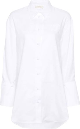 Twin-Set logo-patch detachable-cuffs shirt - women - Polyester/Cotton - 40 - White