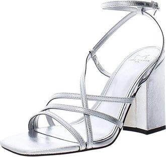 Marc Fisher Womens Marc Fisher LTD Edalyn Sandals Silver Ankle Strap Square Toe KHD669
