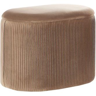 Beliani Pouf in velluto beige con contenitore Richland