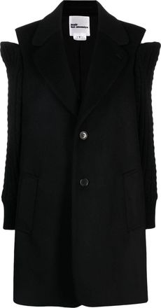 Comme Des Garçons cold-shoulder single-breasted coat - women - Wool/Nylon/Cashmere/Cupro - S - Black