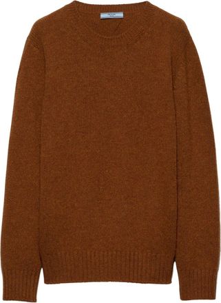Prada crew-neck wool-cashmere jumper - women - Cashmere/Wool - 38 - Brown