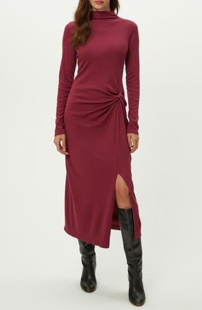 Michael Stars Tish Twisted Mock Neck Long Sleeve Midi Dress in Garnet at Nordstrom, Size Medium