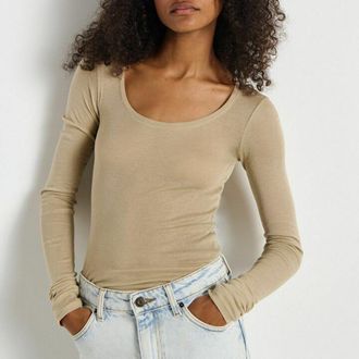 American Vintage T-shirt met ronde hals en lange mouwen Massachusetts