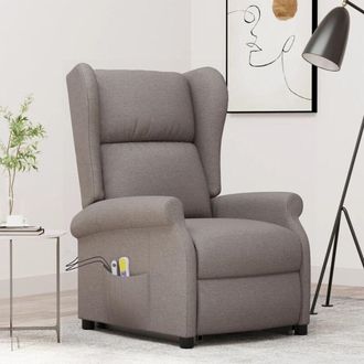 vidaXL Sill&oacute;n De Masaje Elevable Tela Gris Taup&eacute; Vidaxl