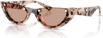 Jimmy Choo London Ovalen Zonnebril - Dames - Zonnebrillen - Bruin - 53 MM - Accessoires