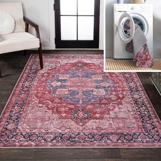 Jonathan Y Designs Maris Ornate Medallion Machine-Washable Area Rug in Red/black/blue at Nordstrom, Size 3Ft 0In X 5Ft 0In