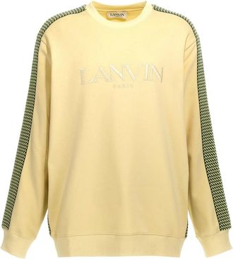 Lanvin Hoodies & sweatvesten, Heren, Geel, S, Katoen, Brodé Side Curb Katoenen Sweatshirt