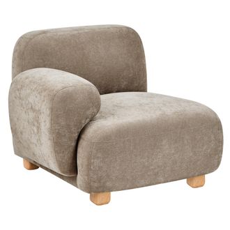 Beliani M&oacute;dulo Esquinero Derecho De Tela Asiento 1 Plaza Patas De Madera Repelente Al Agua Moderno Beige Amli