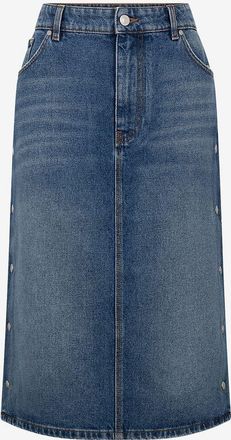 Stella McCartney Midirock aus nachhaltigem Denim mit Seitendruckkn&ouml;pfen