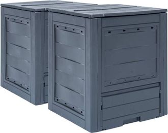 vidaXL Compostiere per Giardino 2 pz Grigio 60x60x73 cm 520 l - Vidaxl