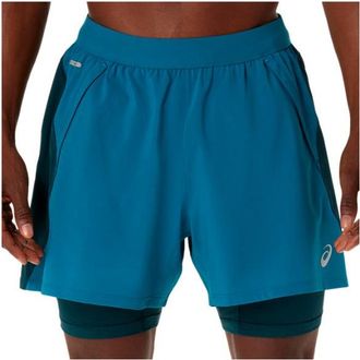 Asics Road 2N1 5 Short Laufshorts f&uuml;r Herren | blau