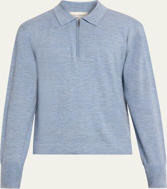 Officine G&eacute;n&eacute;rale Mens Bene Merino Wool Quarter-Zip Polo Sweater