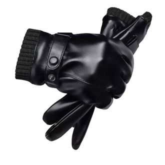 Generic Long Latex Gloves Mens Leather Gloves in Winter Mens Screen in Winter Students Warm Outdoor Riding Plush Gloves Belly Dance Costume Womens Top (Black,