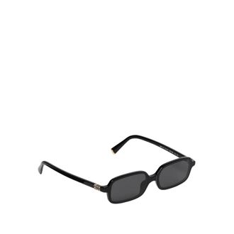 Miu Miu Sunglasses, female, Black, ONE SIZE, Rectangular Sunglasses Dark Gray Lenses