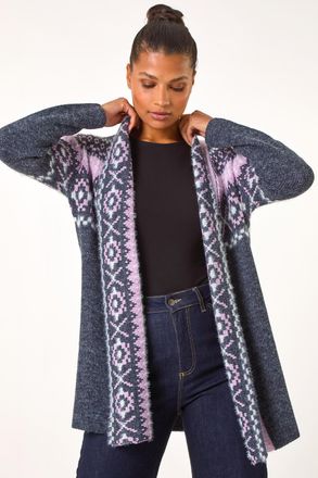 Roman Longline Pattern Knit Cardigan