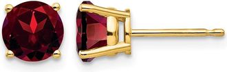 Diamond2Deal 14k Yellow Gold 6mm Garnet Earrings