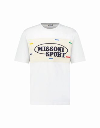 Missoni Mens Missoni Sport Knitted Insert Logo T-Shirt White Heritage - Size: 42