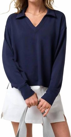 Travis Mathew Skyloft Soft V-Neck Pullover Top In Navy Blazer