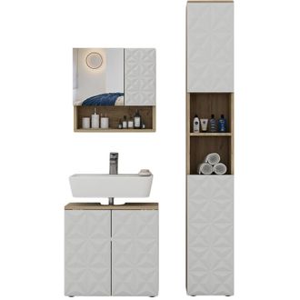 Vicco Conjunto De Muebles De Ba&ntilde;o Edge, Blanco, 3 Partes, Con Mueble Alto