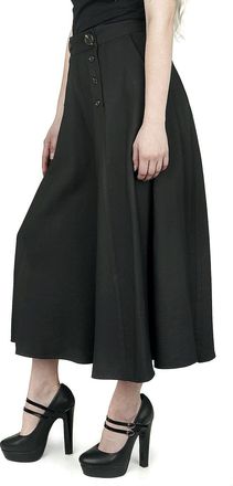 Hell Bunny Murphy Culottes Wide Leg Cropped Trousers Black