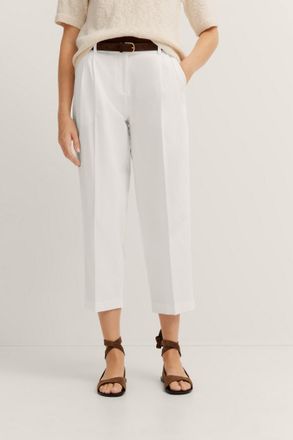 Bugatti Chinohose BUGATTI, Damen, Gr. 34, Normalgr&ouml;ssen, beige (20, ecru), 97% Baumwolle, 3% Elasthan, unifarben, normal, Hosen Chinohose, mit Bundfalte