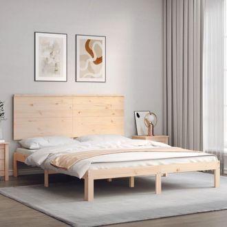 vidaXL Estructura De Cama De Matrimonio Con Cabecero Madera Maciza Vidaxl
